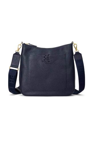 Lauren Ralph Lauren γυναικεία δερμάτινη τσάντα crossbody με ανάγλυφη λεπτομέρεια μονόχρωμη 